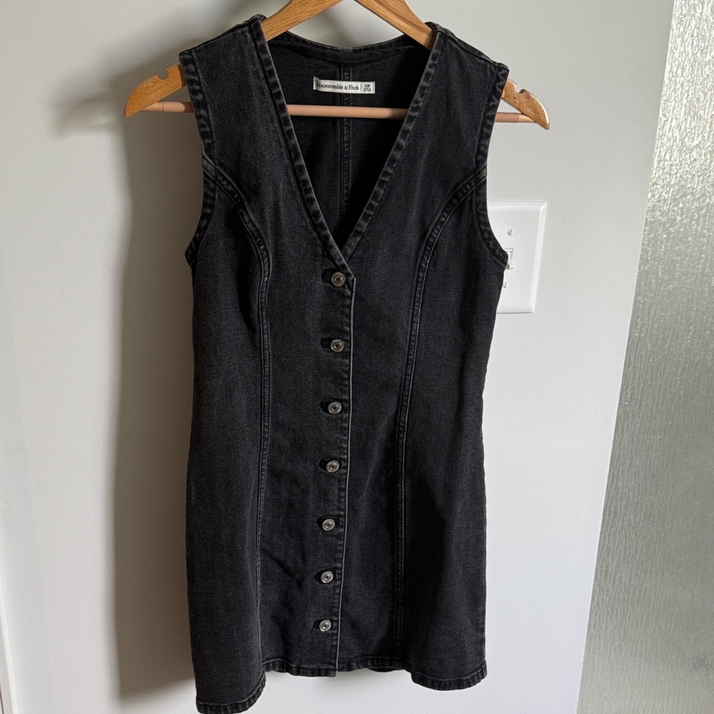 Abercrombie & Fitch Black Button-Front Mini Dress